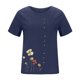 thumbnail image 4 of Mujeres manga corta casual cuello redondo impreso botón suelto túnica camisa blusa tops Pompotops  hkajfhjk470048, 4 of 5