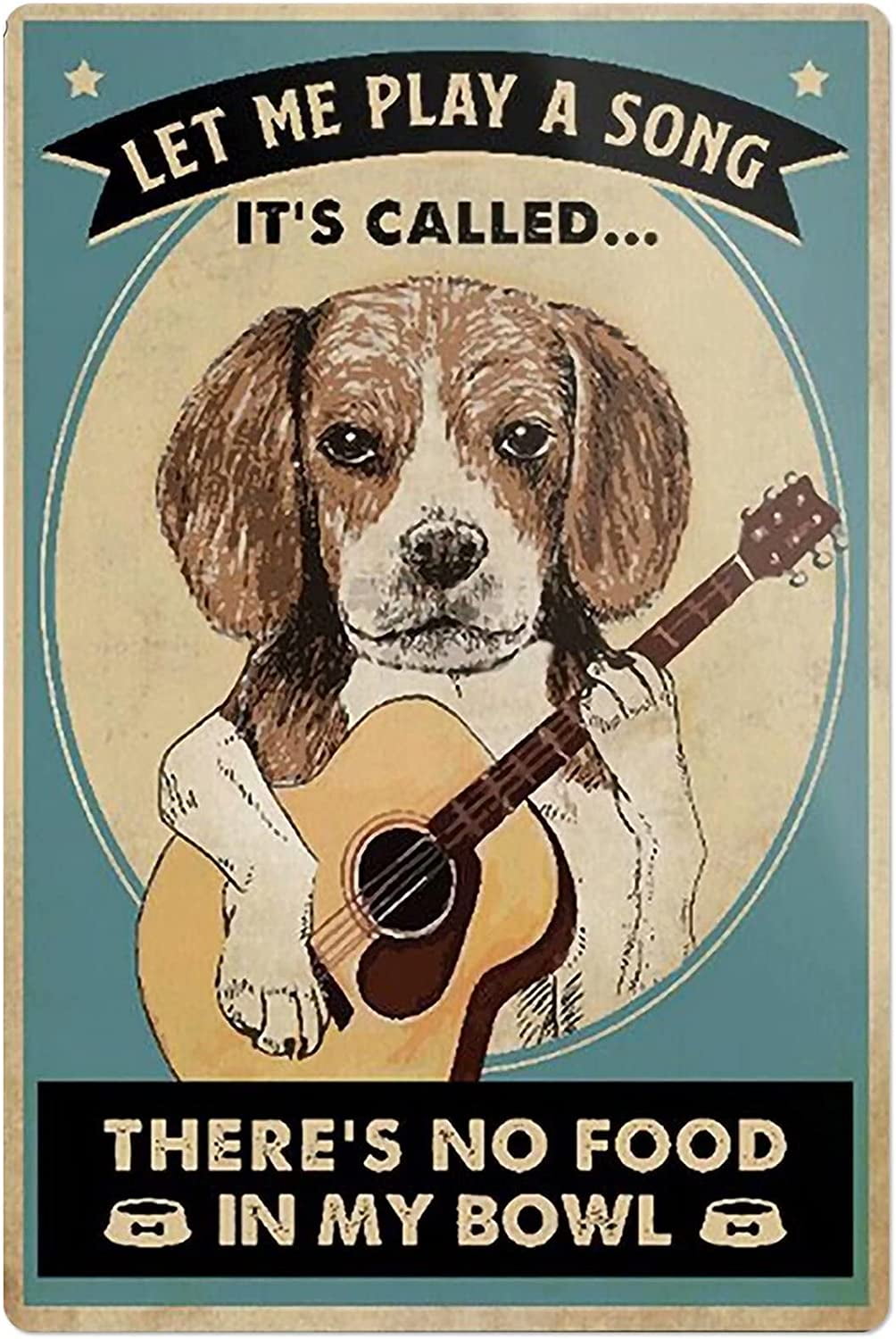 The Dog Plays The Guitar Metal Tin Sign, Let Me Play A Song, It Calls ...