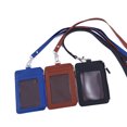 thumbnail image 2 of LCXmlly Employee Card Holder 2 In 1 ID Badge Holder with Lanyard Clear Window 5 Card Slots Faux Leather Solid Color Multi functional Employee ID Card Case, 2 of 8