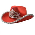 thumbnail image 5 of Prolriy Cowboy Hat Women's Sequin Crown Cowboy Hat Western Cowboy Hats for Women Red, 5 of 5