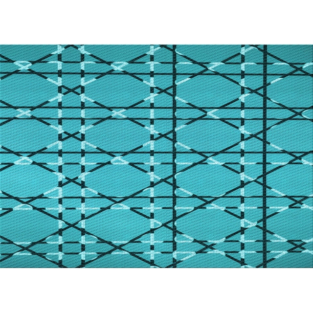Ahgly Tapis Rectangulaire Lavable en Machine Intérieur Transitionnel Vert Cyan Foncé, 8 Pieds x 10 Pieds