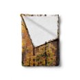thumbnail image 2 of Nature Soft Flannel Fleece Throw Blanket, Autumn Forest with Deciduous Trees Fall Leaves in Faded Eco Image, Cozy Plush for Indoor and Outdoor Use, 50" x 60", Hunter Green Marigold, by Ambesonne, 2 of 6
