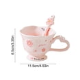 thumbnail image 3 of Sakura Flower Ceramic Mug with Spoon,15oz Coffee Cup,Perfect Mother's Day Gift for Mom,Floral Girly Breakfast Milk Oatmeal Cup,Cute Tea Cup for Her, 3 of 7
