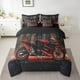 thumbnail image 2 of Cool Motocross Bed in a Bag Full Size,Modern Chic Dirt Bike Comforter Set 7 Pieces Youth,Glitter Red Black Motorcycle Bedding Sets,Extreme Sport Games Sheet Set with Comforter, 2 of 5