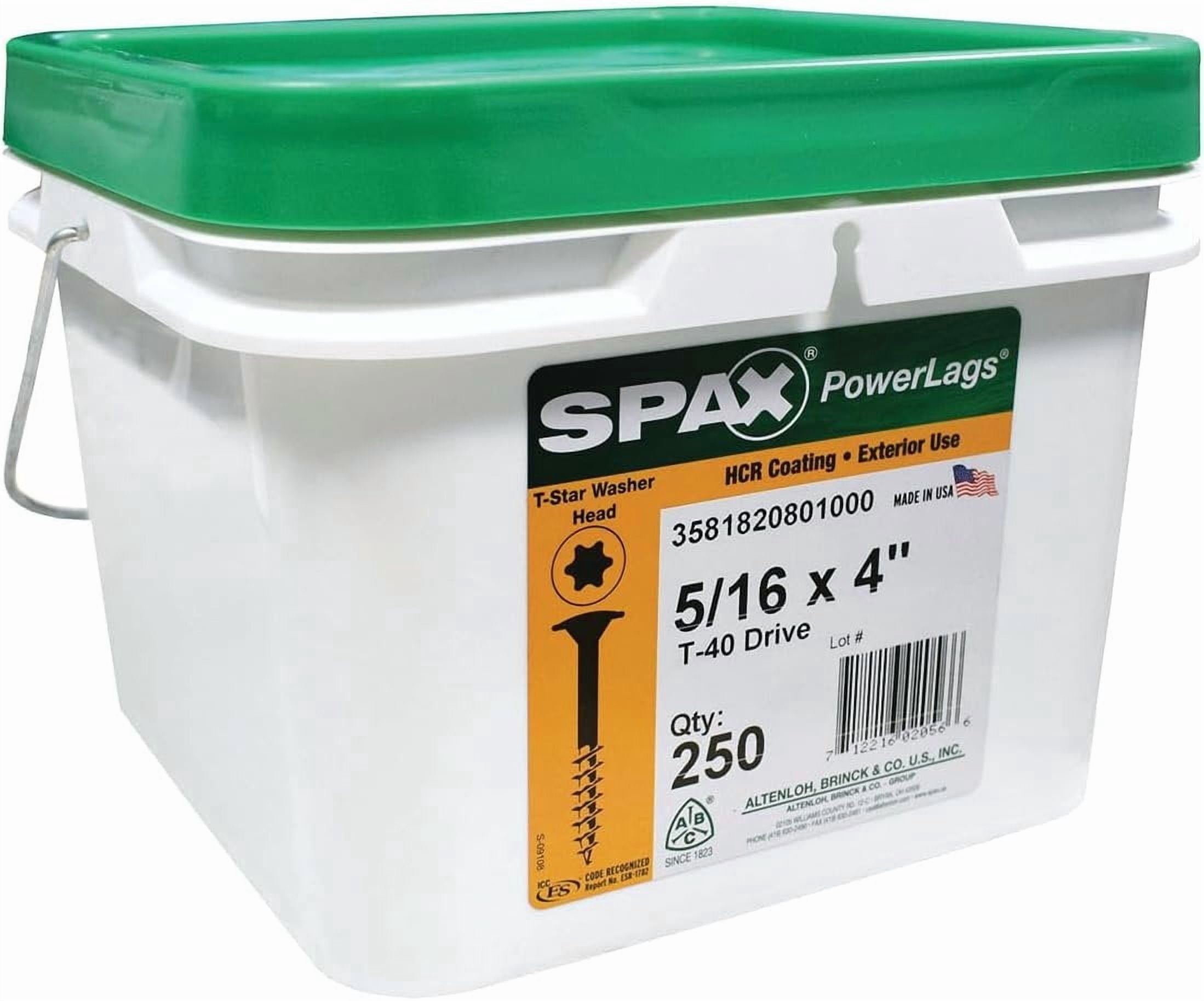 SPAX 3581820801000 5/16 x 4" T-Star Washer Head HCR High Corrosion Resistant Exterior PowerLag Screw 250 Pieces per Pail