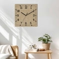 thumbnail image 3 of Beige Wooden Wall Clock Silent Non Ticking, Farmhouse Burlap Solid Brown Color Modern Linen Texture Square Wall Clocks Battery Operated, Decor Clock for Home Office, Living Room, Kitchen, 10 Inch, 3 of 9