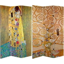 Oriental Furniture 6 ft. Tall Klimt 'The Kiss' Canvas Room Divider - 3 Panel