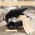thumbnail image 2 of Mid-Century Modern Square Coffee Table Storage Bench, Ottoman, High Density Foam, Storage Compartment, Safety Hinge, for Living Room, Entryway, Family Room, Bedroom, Dining Room, Black, 2 of 9