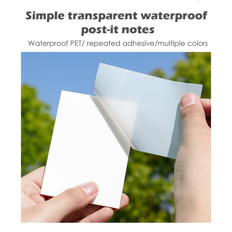 Shpwfbe Tool Transparent Sticky Notes Clear Sticky Notes Waterproof Sticky  Notes Students & 50Pcs Post-It Note 