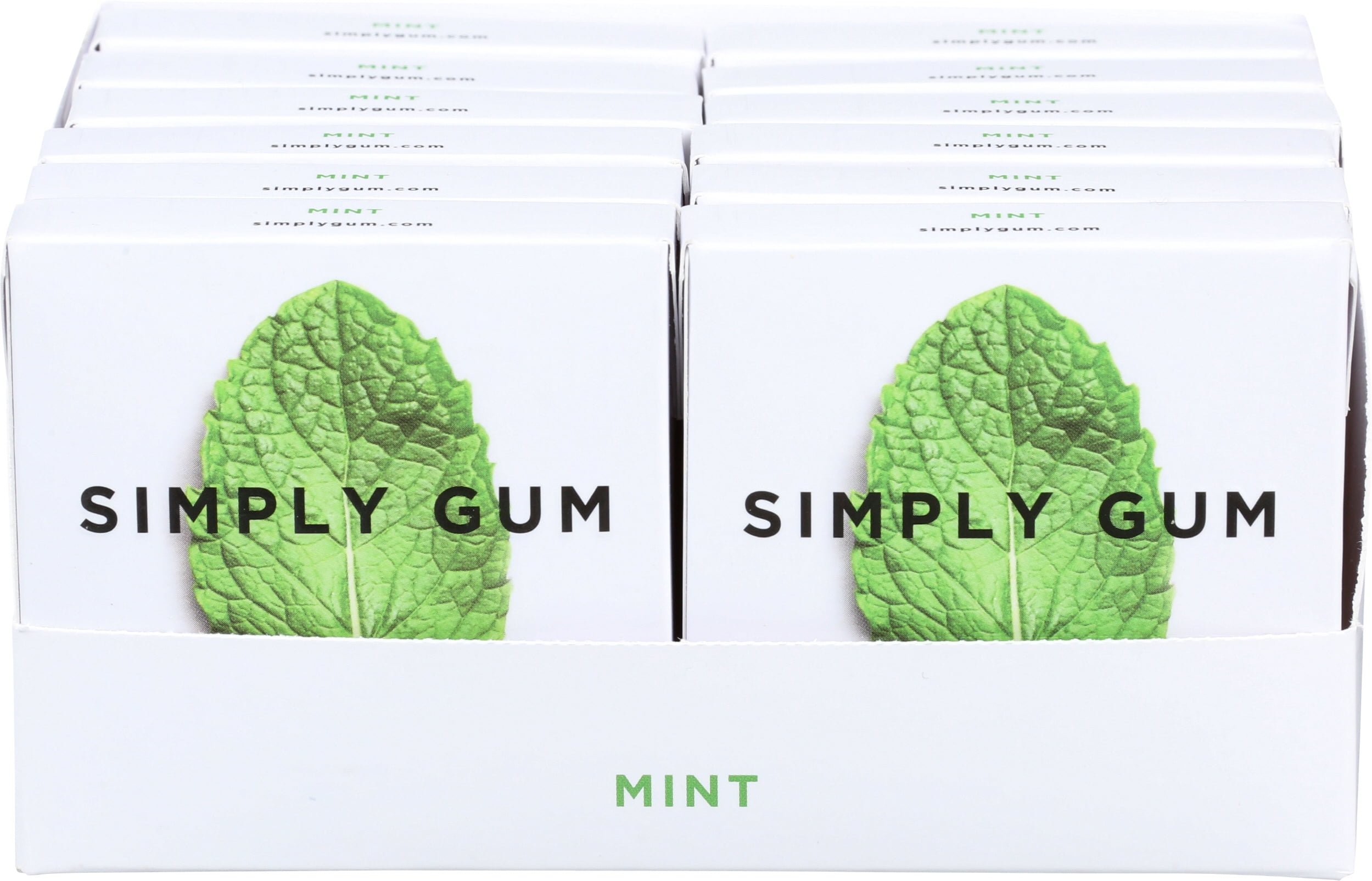Pack of 12, Simplygum Natural Mint Chewing Gum, 15 Count