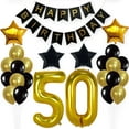 thumbnail image 6 of TiokMc 50th Birthday Party Decorations Kit, Gold & Black Banner, Number 50 Balloons, Star & Latex Balloons, Complete 50 Years Old Party Supplies Set, 6 of 8
