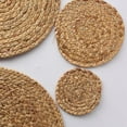 thumbnail image 3 of Round Woven Placemats Water Hyacinth Straw Braided Placemat Heat Resistant Non-Slip Weave Tablemats Handmade Dining Pad for Home Kitchen Living Room Bar Wood Color, 3 of 7