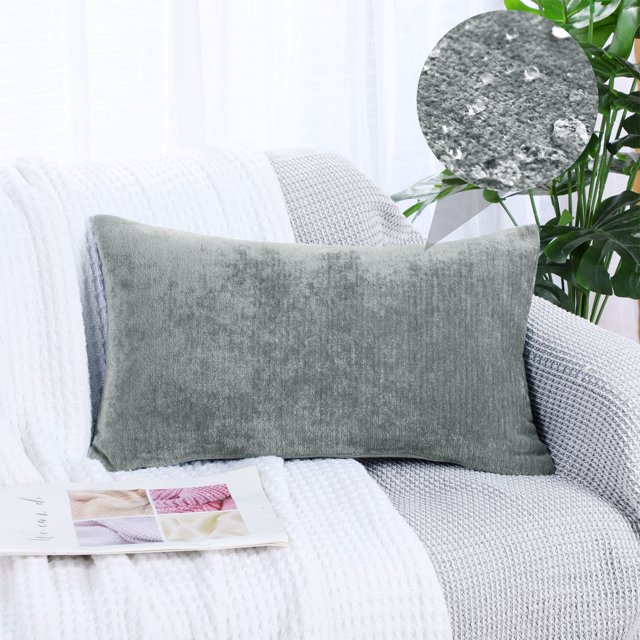 PiccoCasa Soft Water Repellent Throw Pillow Covers Light Gray 12x20 Inch