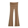 thumbnail image 3 of MKLEKYY Leggings deportivos para mujer, pantalones de yoga de cintura alta con borde enrollado, ajustados y acampanados, de color liso, informales, para fitness y fitness, 3 of 3