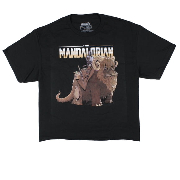 Star Wars Women's The Mandalorian On Bantha With Baby Yoda Crop Top Shirt (3X)