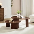 thumbnail image 3 of 2-Piece Modern Irregular Shape Coffee Table Set for Living Room,Easy Assembly Nesting Coffee Tables, End Side Tables for Living Room Office,Walnut Color, 3 of 9