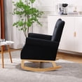 thumbnail image 3 of Velvet Rocking Chair, Modern Upholstered Accent Chair with Wing Backrest and Rubber Wood Legs, Comfortable Rocker with Padded Seat, High Back Glider Rocking Armchair for Living Room Bedroom, Black, 3 of 7