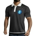 thumbnail image 2 of Yiaimeir Men's Three Button Printed Lapel Short Sleeve T-Shirt Top Streetwear,Size M-3XL, 2 of 4
