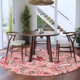 thumbnail image 3 of Round Rugs 5Ft, Boho Pink Floral Round Area Rug Washable Indoor Throw Carpet, Farmhouse Botanical Vintage Paisley Flower Soft Non Slip Circle Rug for Cabinet Bathroom Home Decor Aesthetic, 3 of 8