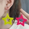 thumbnail image 3 of 80s 90s Retro Women Earrings Large Geometric Star Pendant Party Jewelry Bright Fashion Accessories for Women, 3 of 4