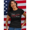 thumbnail image 2 of Happy Independence Day Text Shaped T-Shirt Women -Smartprints Designs, Female Small, 2 of 4