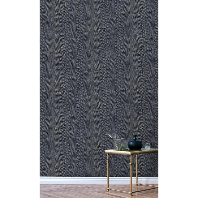 Blue Snake Print Textured 57Sqft Non-Woven Non-pasted Double Roll Wallpaper