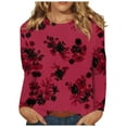thumbnail image 2 of MesaSe Femmes Mode Quotidien Polyvalent Décontracté Col Rond Manches Longues Imprimé Top Bleu L, 2 of 5