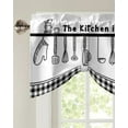 thumbnail image 3 of Kitchen Utensils Plaid Short Window Curtain Adjustable Tie Up Valance for Living Room Kitchen Window Drapes, 3 of 6