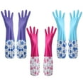 thumbnail image 5 of Winter Fleece-Lined Kitchen Cleaning Gloves, Waterproof Rubber Gloves, Anti-Slip Gloves For Dishwashing Laundry, Random Floral Patterns, Warm Household Gloves, Pink, 5 of 5