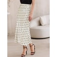 thumbnail image 4 of DARING DIVA Women's Silk Satin Polka Dot Midi Skirt with Design Small Light Apricot, 4 of 6