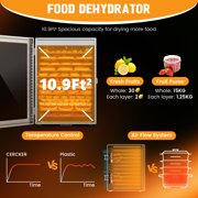 CERCKER Food-Dehydrator Machine 12 Stainless Steel Trays, 800W Food Dehydrator Jerky Maker with 24H Timer and 70℉-190℉ Temperature Control