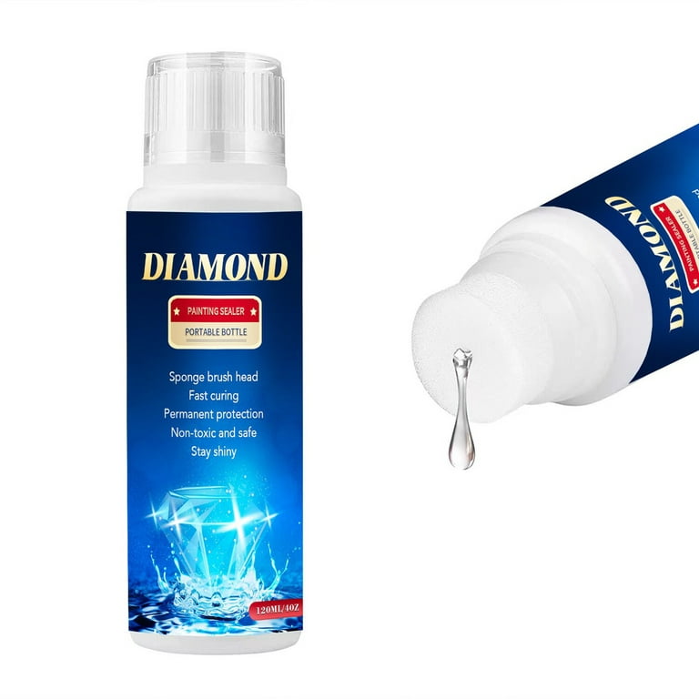 2 Packs Diamond Painting Sealer 120ml, 5D Diamond Painting Glue High Gloss, Fast Drying, Fast Paint with Sponge Head, Permanent Hold Shine Effect