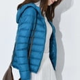 thumbnail image 5 of Winter Down Coat Thin Padded Hood Mid Length Full Zipper Windproof Plus Size Long Sleeves Pockets Warm Daily Wear Outwear Cotton Jacket, 5 of 8