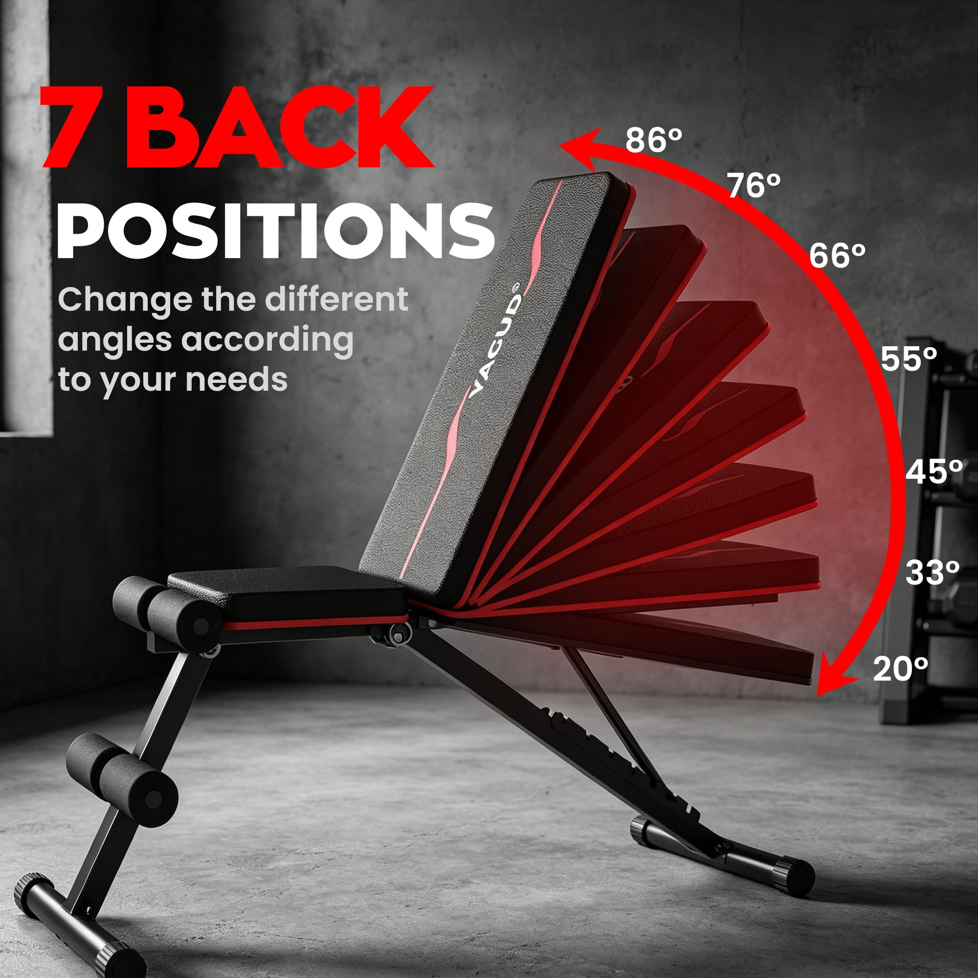 Yagud   Weight Bench Press for Home Gym, Strength Training Adjustable Workout Benches for Full Body, Gym Benches for Incline Decline Exercise