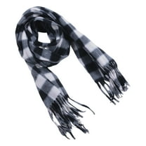ievspot Adult Scarf Double-Sided Velvet Soft Plaid Pattern Autumn Winter Scarf with Tassel Men Women Warm Shawl
