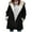 Black, variant on BLTIBY 2025 Women Trench Jacket Coat Hoodies Fall Winter Solid Color Fleeced Thicked Button Loose Cardigan Overcoat Long Sleeve Tops with Pockets Black 3XL