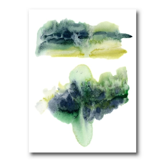 Designart ' Golden Green Abstract Clouds IV ' Modern Canvas Wall Art Print