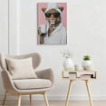 thumbnail image 5 of Leopard In Bathrobe With Coffee Framed Canvas Wall Art - Funny Animal Portrait Print, Whimsical Bathroom Decor, Modern Humor Art For Home 24*36inch(60*90cm), 5 of 6