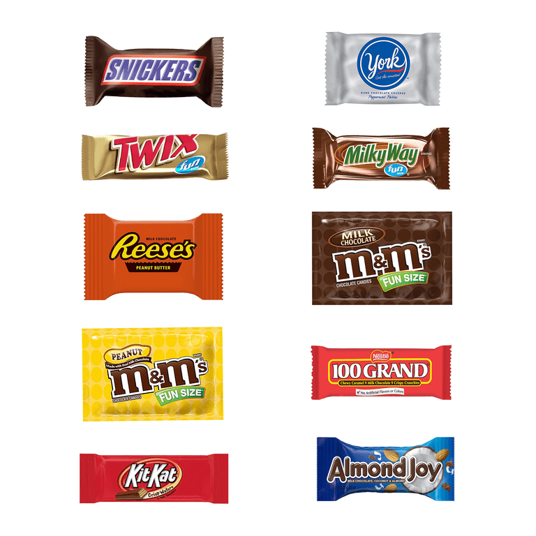 320 Ounce) Variety Assortment Mix Bulk Pack Chocolate M&M's, Snickers,  Milky Way, Twix, Reese's, York, 100 Grand, Almond Joy, Kitkat. 