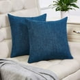 thumbnail image 5 of Set of 2 Dark Blue Pillow Covers Rustic Linen Decorative Square Throw Pillow Covers 18x18 Inch for Sofa Couch Decoration, 5 of 5
