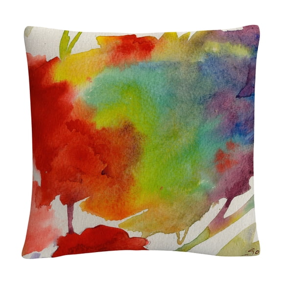 Rainbow Flowers' Abstract Bold Motif By Sheila Golden 16 X 16 Decorative Throw Pillow
