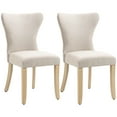 thumbnail image 2 of HOMCOM Armless Dining Chairs Set of 2, Modern Accent Chair with Wing Backrest, Linen Upholstery, Nailhead Trim for Living Room, Cream White, 2 of 9
