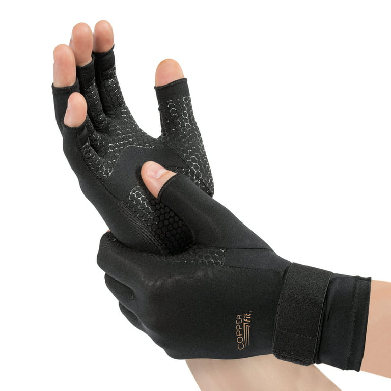 Copper Fit® Work Gear Hand Relief Compression Gloves, Black, S/M 