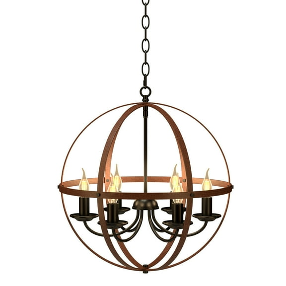 Gymax 6-Light Orb Chandelier Rustic Vintage Ceiling Lamp w/Bronze Finish Light Fixture