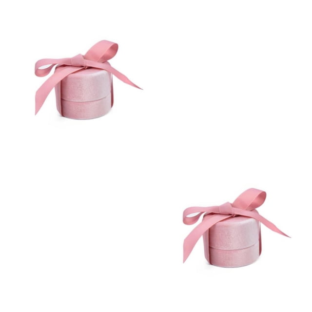 Organizador de embalaje de joyería Minnieouse caja de anillo de cinta lazo banquete de boda color Púrpura