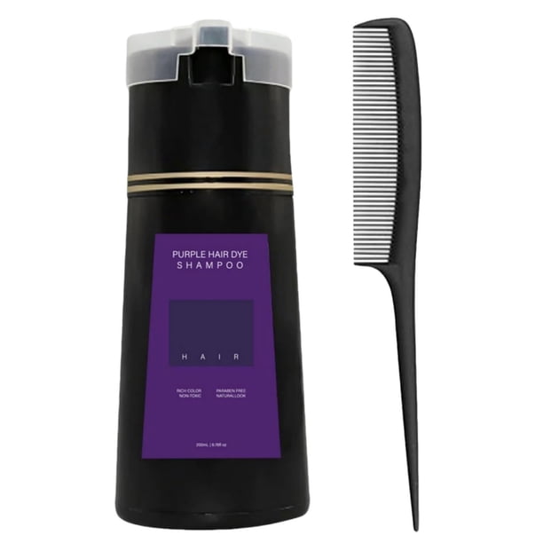 Clearance Tinte de pelo Champú Dyestuff Champú suave y rápido para tintes no irritantes (negro/marrón/marrón claro/morado/rojo) 200mlHair Dye