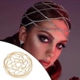 thumbnail image 3 of Cadena para el cabello Zulema Diadema Malla dorado Tocado de malla de diamantes de imitación, 3 of 8