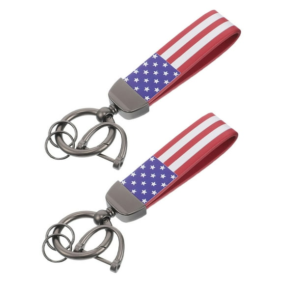 OUNONA 2pcs USA Flag Car Keychain with Zinc Alloy , Truck Auto Motorcycle Accessories, Men’s Backpack Charms