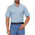 thumbnail image 1 of Camisas de hombre INSPIRE CHIC con cuello puntiagudo, de manga corta, a cuadros, con botones, camisa de vestir, L azul y blanco, 1 of 6