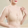 thumbnail image 5 of LNWUY Women's Solid Color Front Closure Breathable Comfortable Bras Beautiful Back Front Snap Bra for Senior Beige XXXXXL, 5 of 8